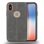 Wholesale iPhone X (Ten) Armor Leather Hybrid Case (Gray)